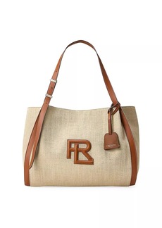 Ralph Lauren RL 888 Leather-Trimmed Woven Tote Bag