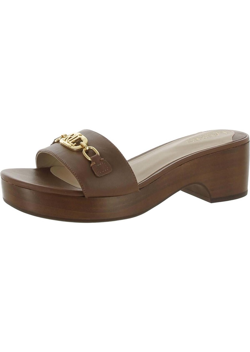 Ralph Lauren Roxanne Womens Leather Slip-On Slide Sandals