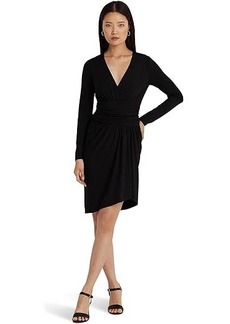 Ralph Lauren Ruched Stretch Jersey Surplice Dress