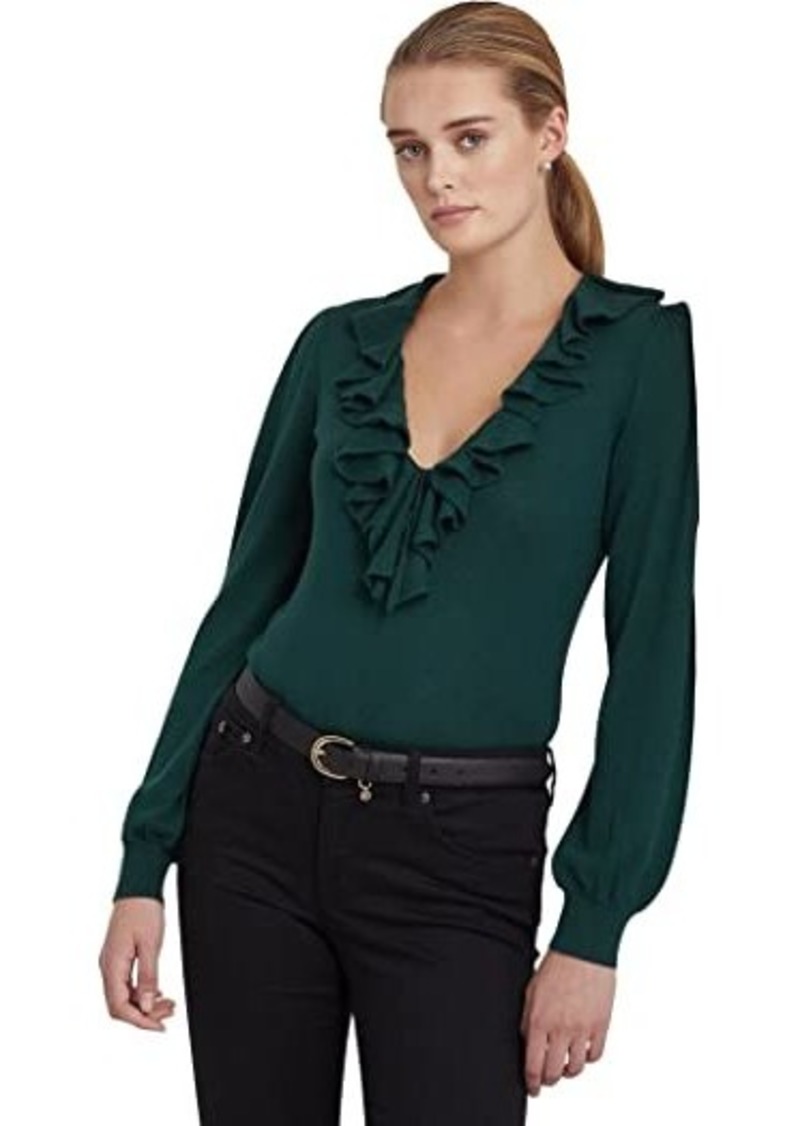 Ralph Lauren Ruffle-Trim Jersey Sweater