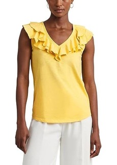 Ralph Lauren Ruffle-Trim Slub Jersey Sleeveless Tee