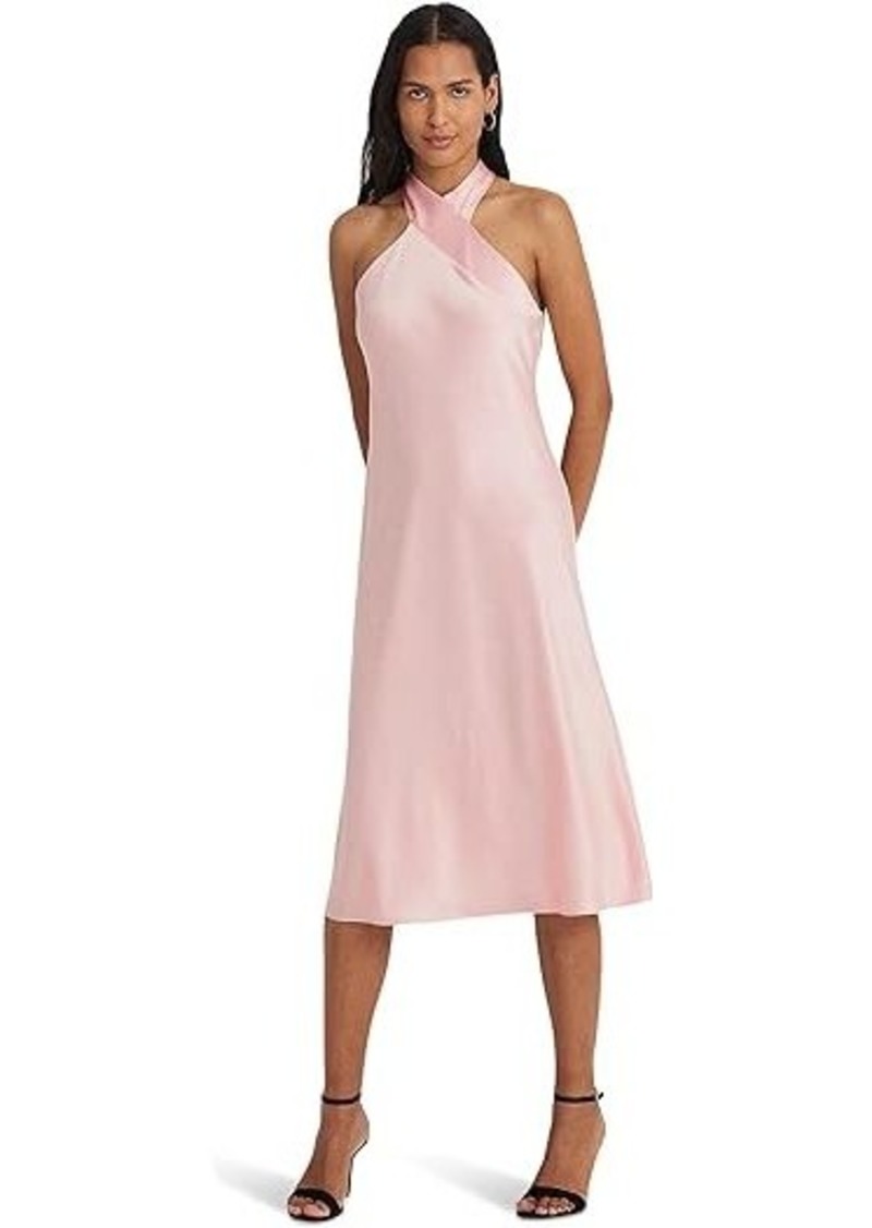 Ralph Lauren Satin Charmeuse Halter Cocktail Dress