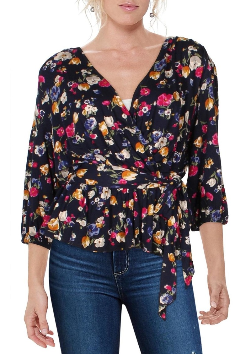 Ralph Lauren Shianeta Womens Faux Wrap Floral Peplum Top