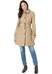 Ralph Lauren Single Breasted Rain Coat with Faux Leather Trim