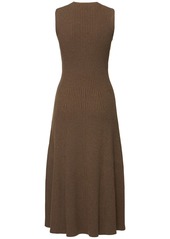 Ralph Lauren Sleeveless Rib Knit Flared Midi Dress