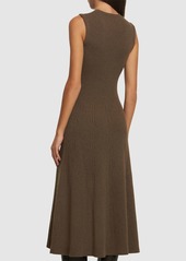 Ralph Lauren Sleeveless Rib Knit Flared Midi Dress