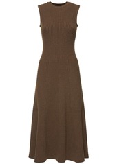 Ralph Lauren Sleeveless Rib Knit Flared Midi Dress