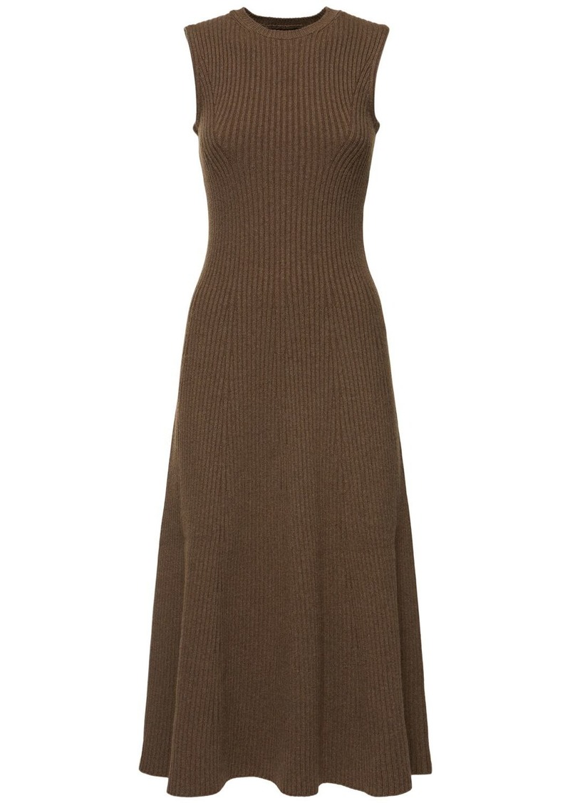 Ralph Lauren Sleeveless Rib Knit Flared Midi Dress