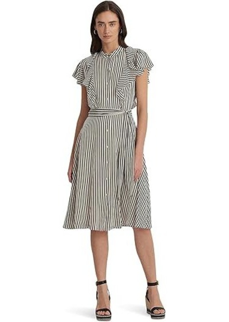 Ralph Lauren Striped Belted Chiffon Shirtdress