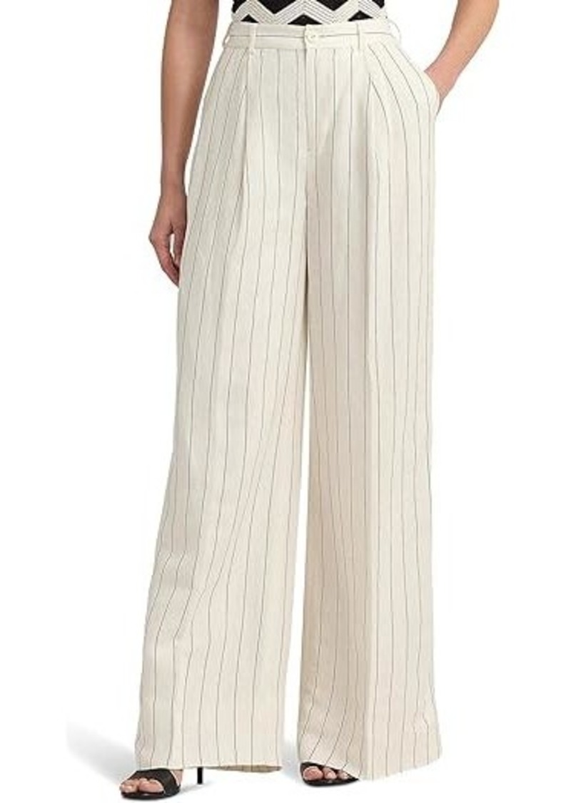 Ralph Lauren Striped Linen-Blend Wide-Leg Pants