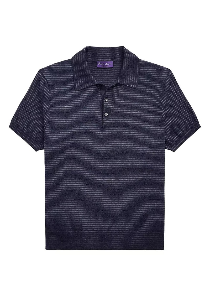 Ralph Lauren Striped Silk-Cotton Polo Shirt