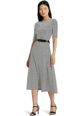 Ralph Lauren Striped Stretch Cotton Midi Dress