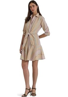 Ralph Lauren Striped Tie-Waist Broadcloth Shirtdress