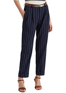 Ralph Lauren Striped Wool Crepe Ankle Pants