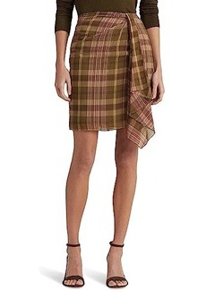 Ralph Lauren Plaid Ruffle-Trim Georgette Skirt