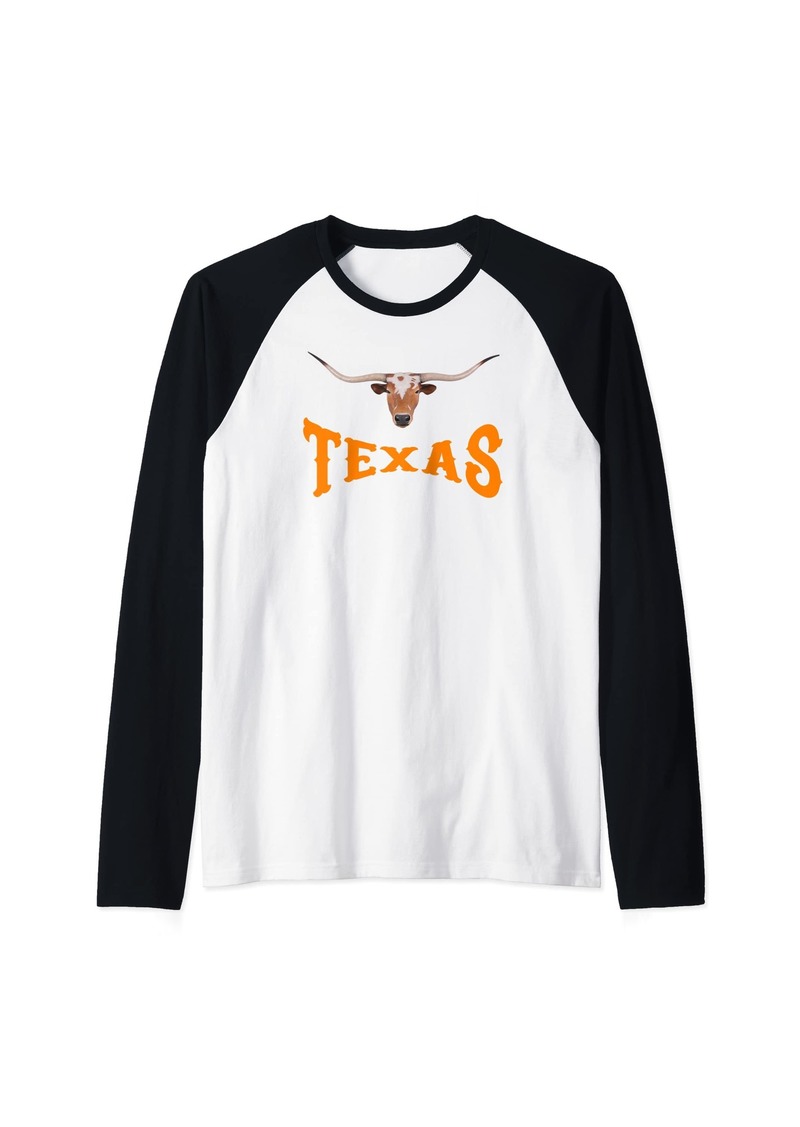 Ralph Lauren Texas Name With Longhorn Steer's Head Raglan Baseball Tee