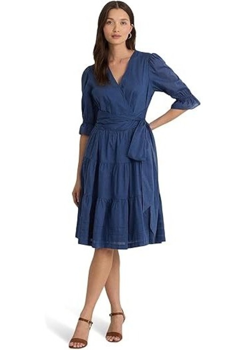 Ralph Lauren Tie-Front Cotton Voile Surplice Dress