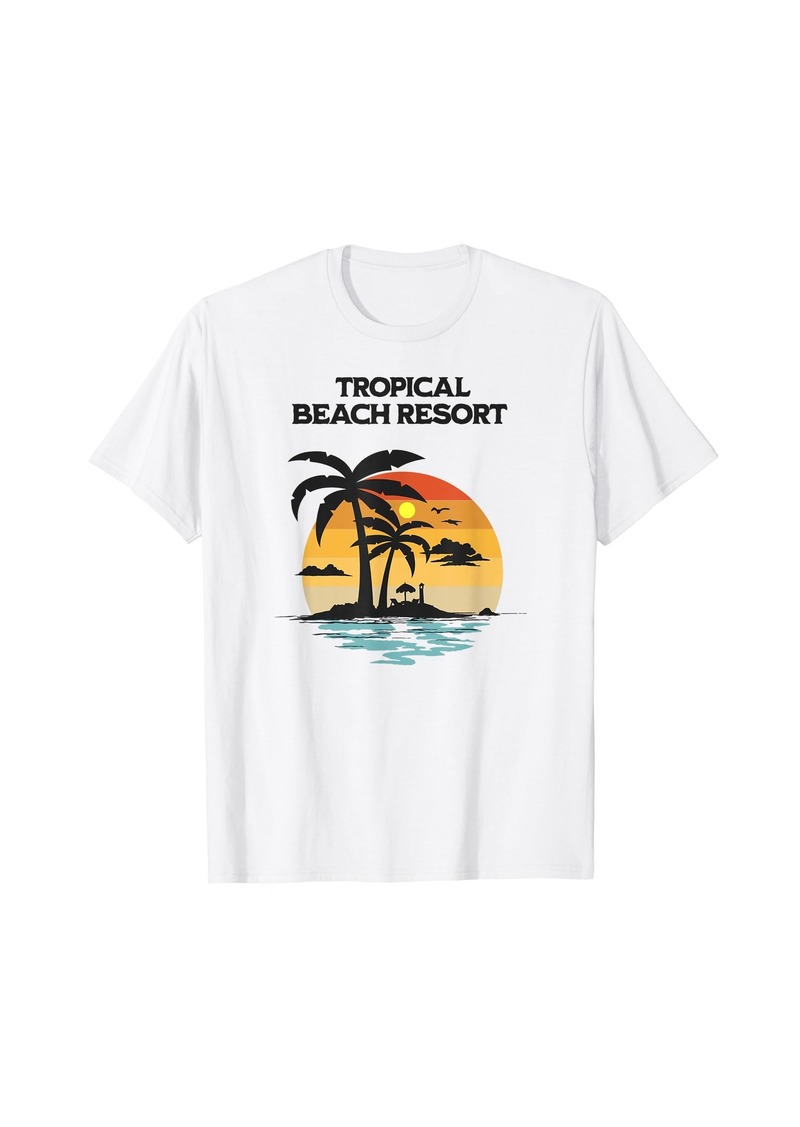 Ralph Lauren Tropical Beach Resort - Palm Trees and Lounge Chairs Design T-Shirt