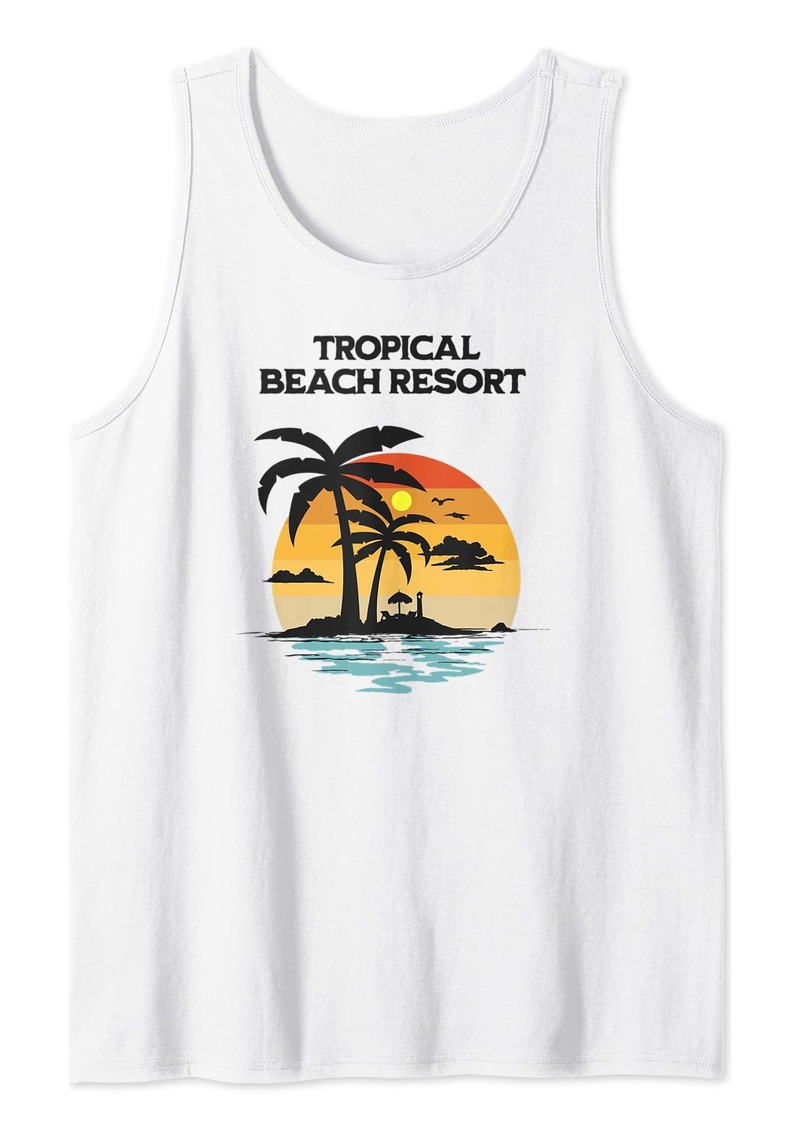 Ralph Lauren Tropical Beach Resort - Palm Trees and Lounge Chairs Design Tank Top