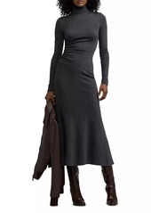 Ralph Lauren Turtleneck Wool Midi-Dress