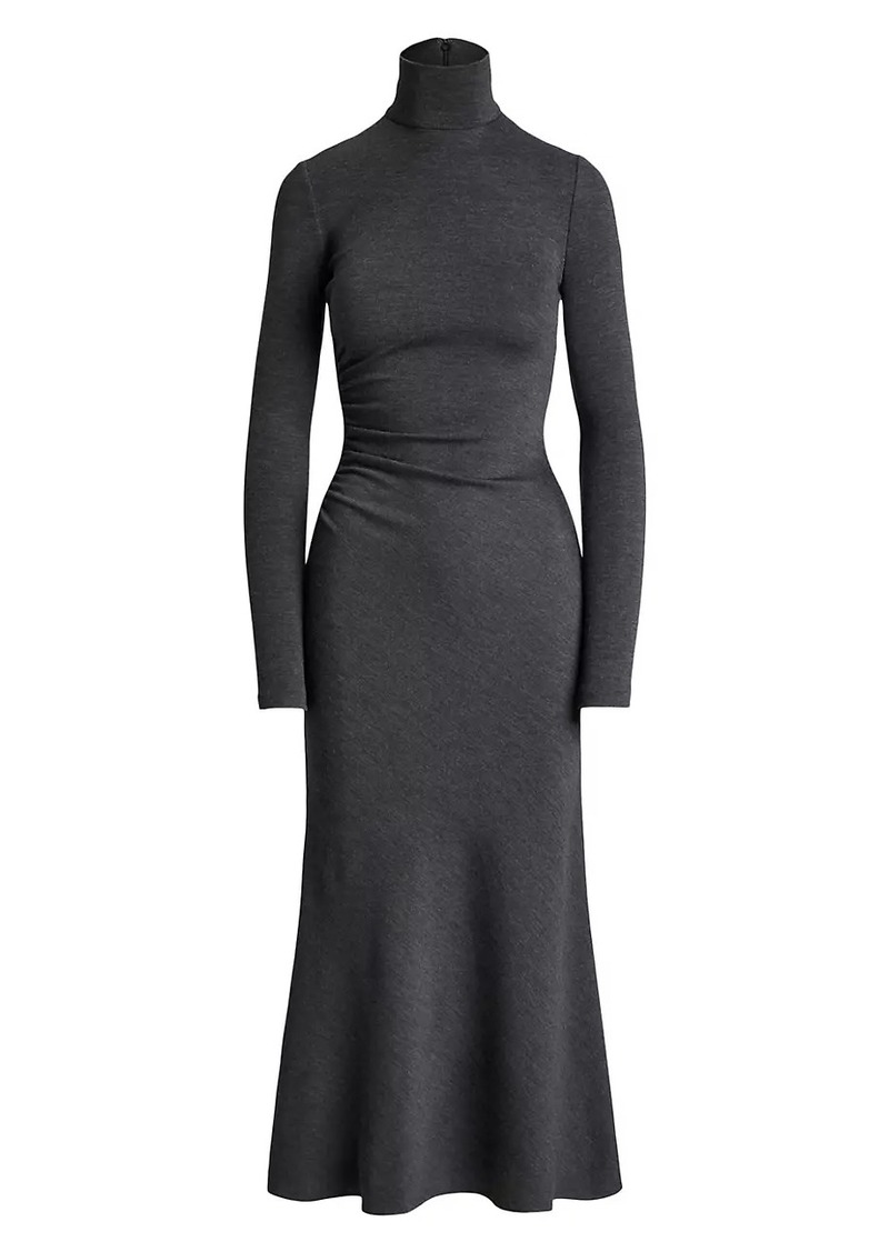 Ralph Lauren Turtleneck Wool Midi-Dress