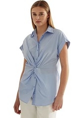 Ralph Lauren Twist-Front Cotton Short Sleeve Shirt