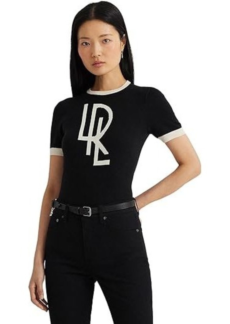 Ralph Lauren Two-Tone Logo Short-Sleeve Sweater