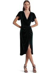 Ralph Lauren Velvet Flutter-Sleeve Cocktail Dress