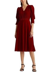Ralph Lauren Velvet Puff-Sleeve Dress