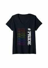 Ralph Lauren Womens # PRIDE Design in Rainbow Colors V-Neck T-Shirt