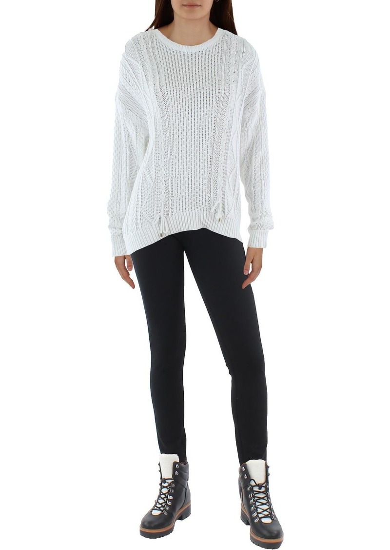 Ralph Lauren Womens Cable Knit Cinched Pullover Sweater