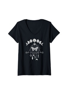 Ralph Lauren Womens Celestial Moon phase Moth Crystals Stars Vintage design V-Neck T-Shirt