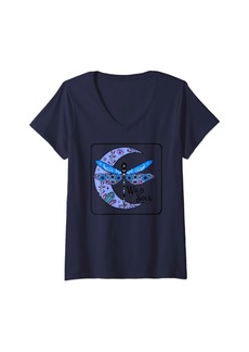 Ralph Lauren Womens Celestial Moon Phase Crystals & Moth - Wild Soul V-Neck T-Shirt