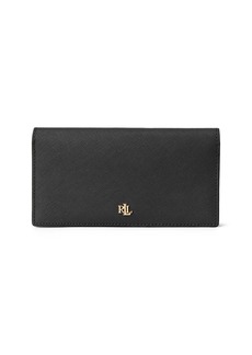 Ralph Lauren Women's Crosshatch Leather Slim Snapped-Closure Wallet - Black