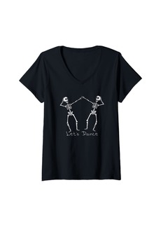 Ralph Lauren Womens Dancing Skeletons During Halloween V-Neck T-Shirt