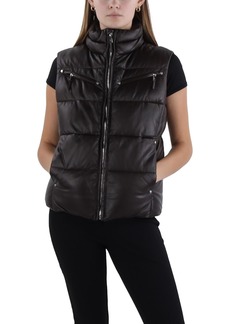 Ralph Lauren Womens Faux Leather Lightweight Outerwear Vest