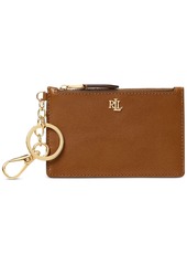 Ralph Lauren Women's Full-Grain Leather Key-Ring Small Zip Card Case - Black