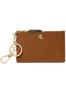 Ralph Lauren Women's Full-Grain Leather Key-Ring Small Zip Card Case - Lauren Tan