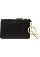 Ralph Lauren Women's Full-Grain Leather Key-Ring Small Zip Card Case - Black