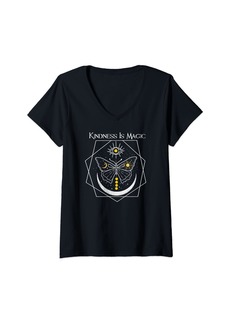 Ralph Lauren Womens Kindness is Magic! Moth Sun Moon Design V-Neck T-Shirt
