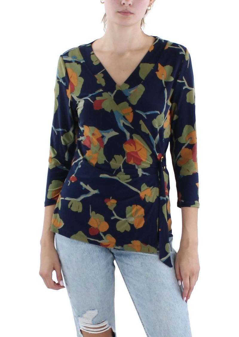 Ralph Lauren Womens Long Sleeve Floral Wrap Top