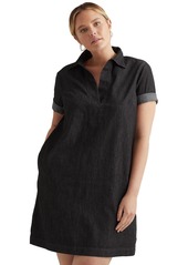 Ralph Lauren Women's Plus Size Short-Sleeve Denim Cotton Shift Dress - Nightfall