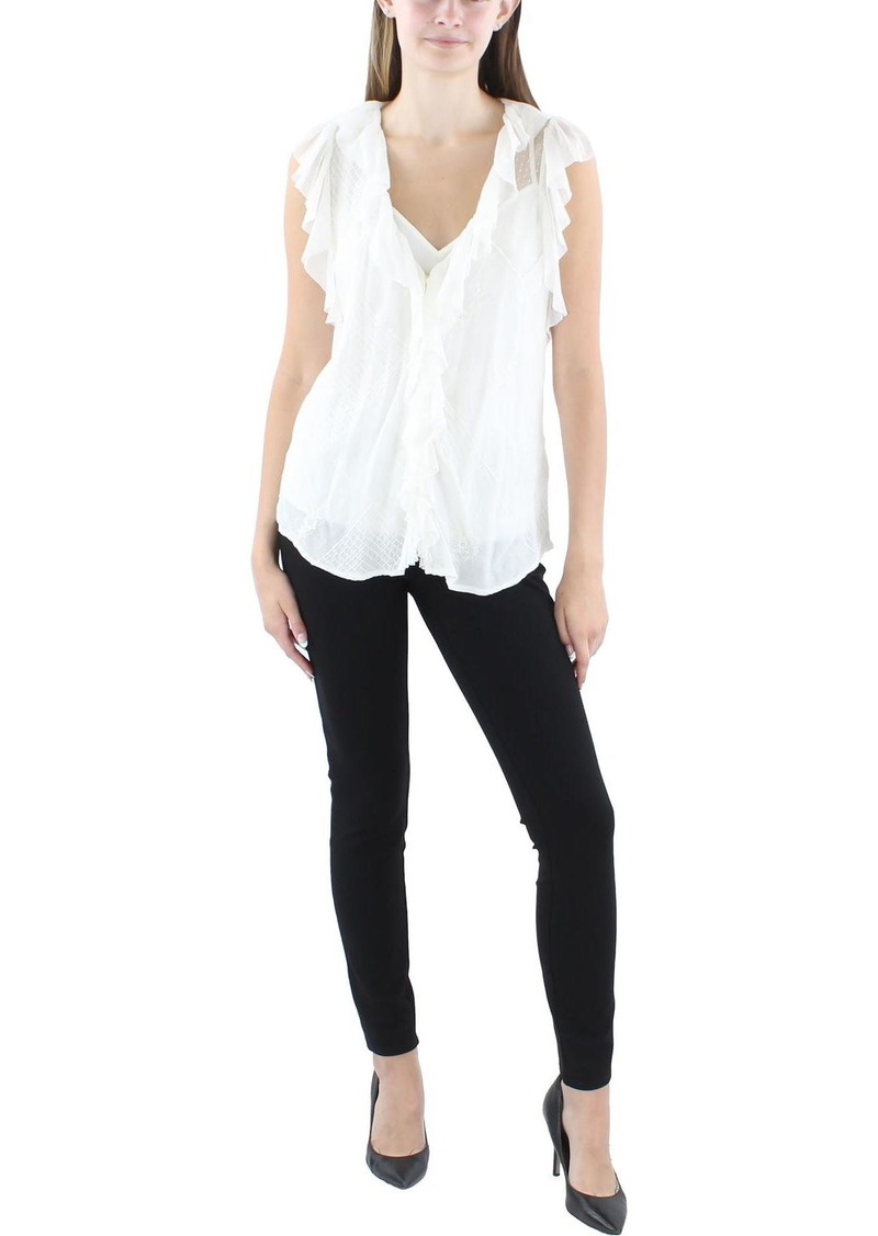 Ralph Lauren Womens Ruffled Button Front Blouse