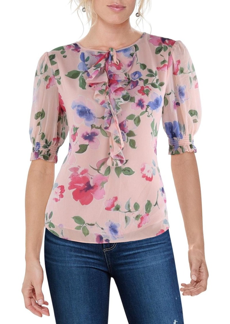 Ralph Lauren Womens Ruffled Floral Blouse