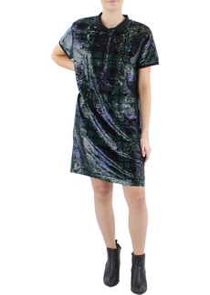 Ralph Lauren Womens Sequined Short Sleeves Shift Dress