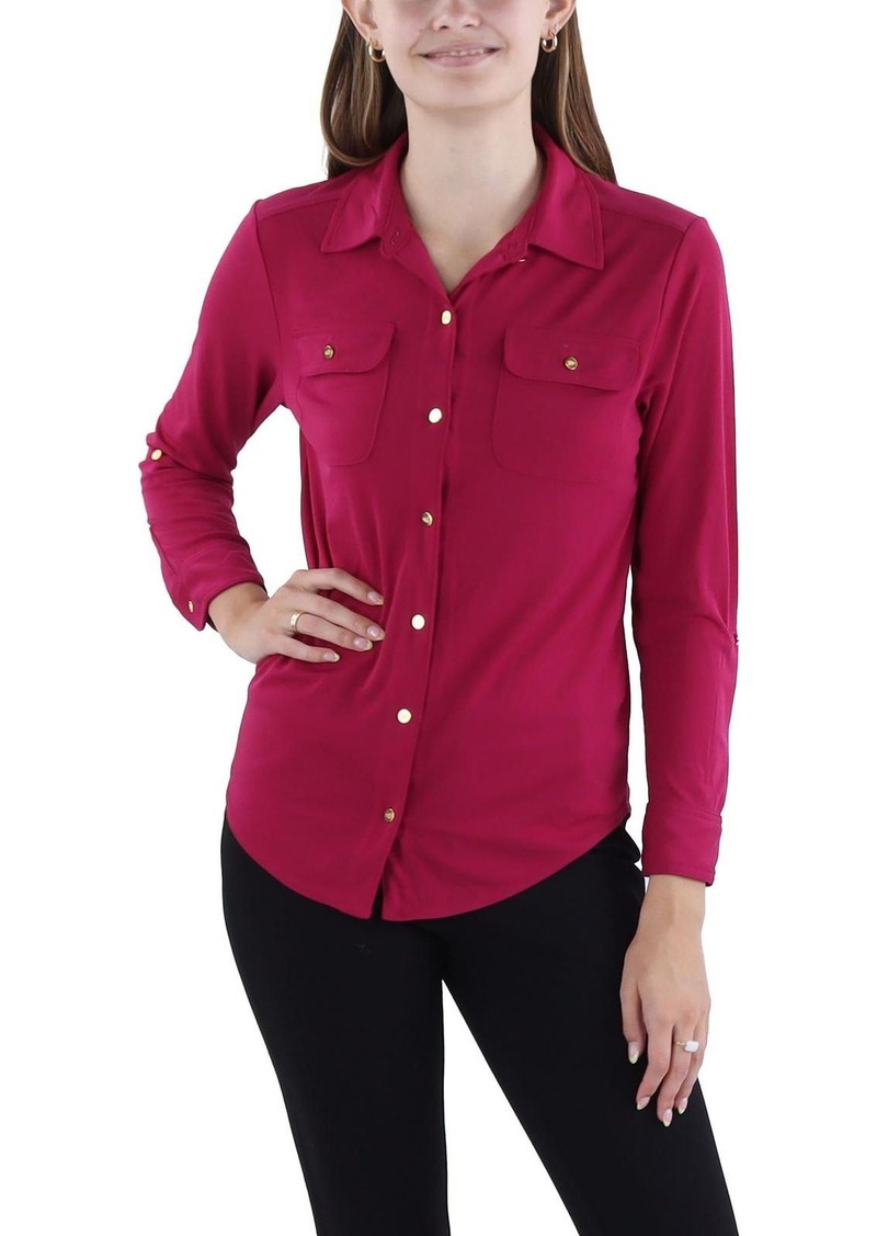 Ralph Lauren Womens Solid Blouse Button-Down Top