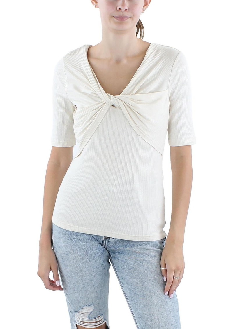 Ralph Lauren Womens Twist Front Ribbed Pullover Top