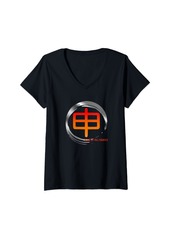 Ralph Lauren Womens Year Of The Monkey Japanese Zodiac Symbol In Zen Enzo Circle V-Neck T-Shirt