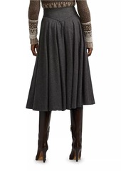 Ralph Lauren Wool Flannel Midi-Skirt