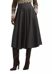 Ralph Lauren Wool Flannel Midi-Skirt